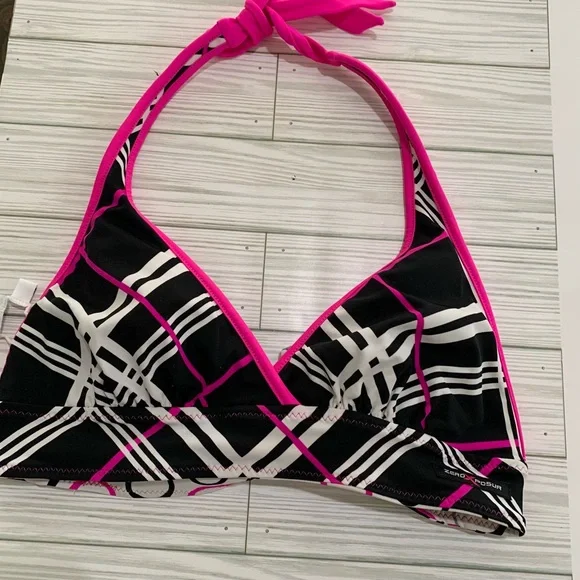 Zero Xposure Reversible Bikini Top Size 10 Pink Black - Picture 1 of 4